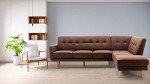 Light Brown L-Shaped Chaise Lounge Sofa Set