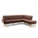 Light Brown L-Shaped Chaise Lounge Sofa Set