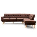 Light Brown L-Shaped Chaise Lounge Sofa Set