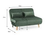Luxury Green Velvet 2-Seater Recliner Sofa Bed