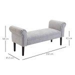 Grey Linen Chaise Lounge Sofa with Wooden Legs