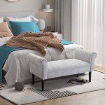 Grey Linen Chaise Lounge Sofa with Wooden Legs