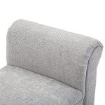 Grey Linen Chaise Lounge Sofa with Wooden Legs
