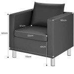 Modern PU Leather 1/2/3-Seater Sofa with Pillows
