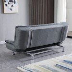 Linen Fabric 3-Seater Recliner Sofa Bed - Grey