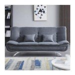 Linen 3-Seater Sofa Bed with Chrome Legs - Grey