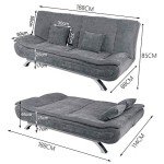 Linen 3-Seater Sofa Bed with Chrome Legs - Grey