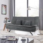 Linen 3-Seater Sofa Bed with Chrome Legs - Grey