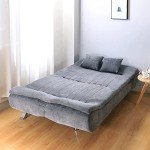 Linen 3-Seater Sofa Bed with Chrome Legs - Grey