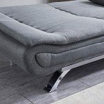 Linen 3-Seater Sofa Bed with Chrome Legs - Grey