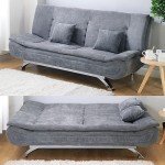 Linen 3-Seater Sofa Bed with Chrome Legs - Grey