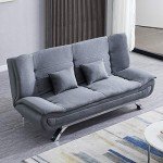 Linen 3-Seater Sofa Bed with Chrome Legs - Grey