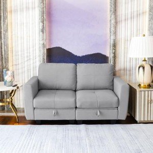 Modular 2-Seater Sofa with Storage and Cushions