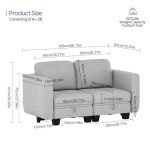 Modular 2-Seater Sofa with Storage and Cushions