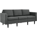 Modern 3-Seater Fabric Sofa Couch - Grey