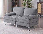 Modular Cream Gray Chenille Sectional Sofa Set