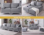 Modular Cream Gray Chenille Sectional Sofa Set