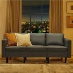 Modern 3-Seater Fabric Sofa Couch - Grey