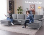 Modular Cream Gray Chenille Sectional Sofa Set