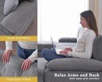 Modular Cream Gray Chenille Sectional Sofa Set