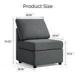 LINSY HOME Modular Dark Grey Sectional Sofa