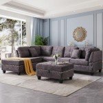 Modular L-Shaped Sectional Sofa Set with Ottoman