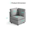 LINSY HOME Modular Corner Sofa with Storage - Light Grey