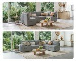 LINSY HOME Modular Corner Sofa with Storage - Light Grey