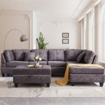 Modular L-Shaped Sectional Sofa Set with Ottoman
