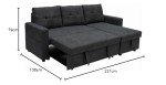 Gray L-Shaped Corner Sofa Bed with Storage