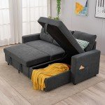 Gray L-Shaped Corner Sofa Bed with Storage