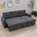 Gray L-Shaped Corner Sofa Bed with Storage
