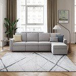LINSY HOME Modular Ottoman Couch with Storage, Light Gray