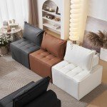 Modern Modular Square Sectional Sofa in Brown