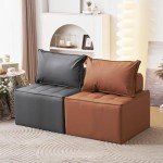 Modern Modular Square Sectional Sofa in Brown