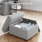 LINSY HOME Modular Ottoman Couch with Storage, Light Gray