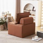 Modern Modular Square Sectional Sofa in Brown