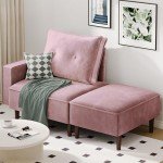 Modular Pink Velvet Sectional Sofa for Small Spaces