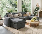 Modular Dark Grey Sofa with Slope Armrests
