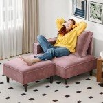 Modular Pink Velvet Sectional Sofa for Small Spaces