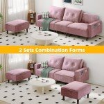Modular Pink Velvet Sectional Sofa for Small Spaces