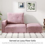 Modular Pink Velvet Sectional Sofa for Small Spaces