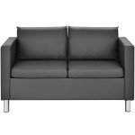 Modern PU Leather Sofa with Pillows and Armrests