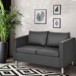 Modern PU Leather Sofa with Pillows and Armrests