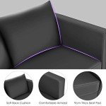 Modern PU Leather Sofa with Pillows and Armrests