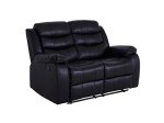 Roma Black Leather Recliner Sofa - 2 Seater