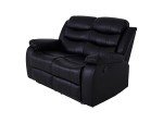 Roma Black Leather Recliner Sofa - 2 Seater