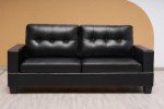 Cube Black Leather 3+2 Seater Sofa Set