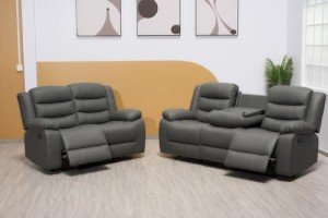 Modern Roma Recliner Bonded Leather Sofa Set