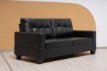 Cube Black Leather 3+2 Seater Sofa Set